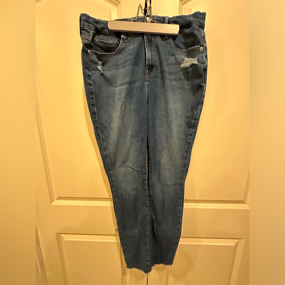 Good American Good Legs with Zebra Pockets Stretch Denim Size 16